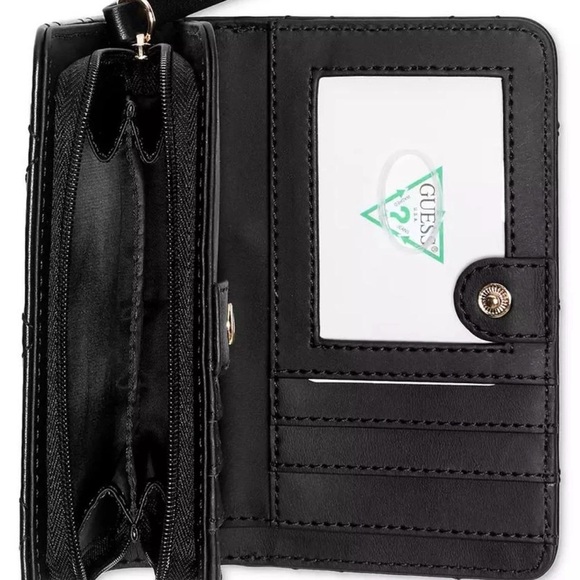 Guess Quilted Black Card Holder - Picture 2 of 4